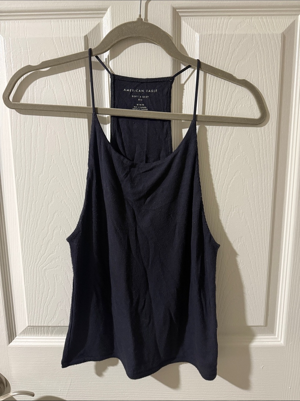 American Eagle Outfitters Dark Navy Ribbed Spaghetti Strap Cami